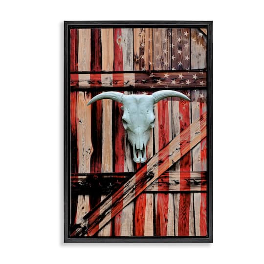 Stupell Industries Patriotic Cow Skull Floater Framed Art